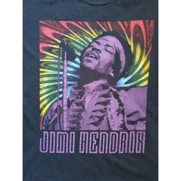 Jimi Hendrix Psychedelic T-Shirt Men's Large Black Short Sleeve - Picture 2 of 6